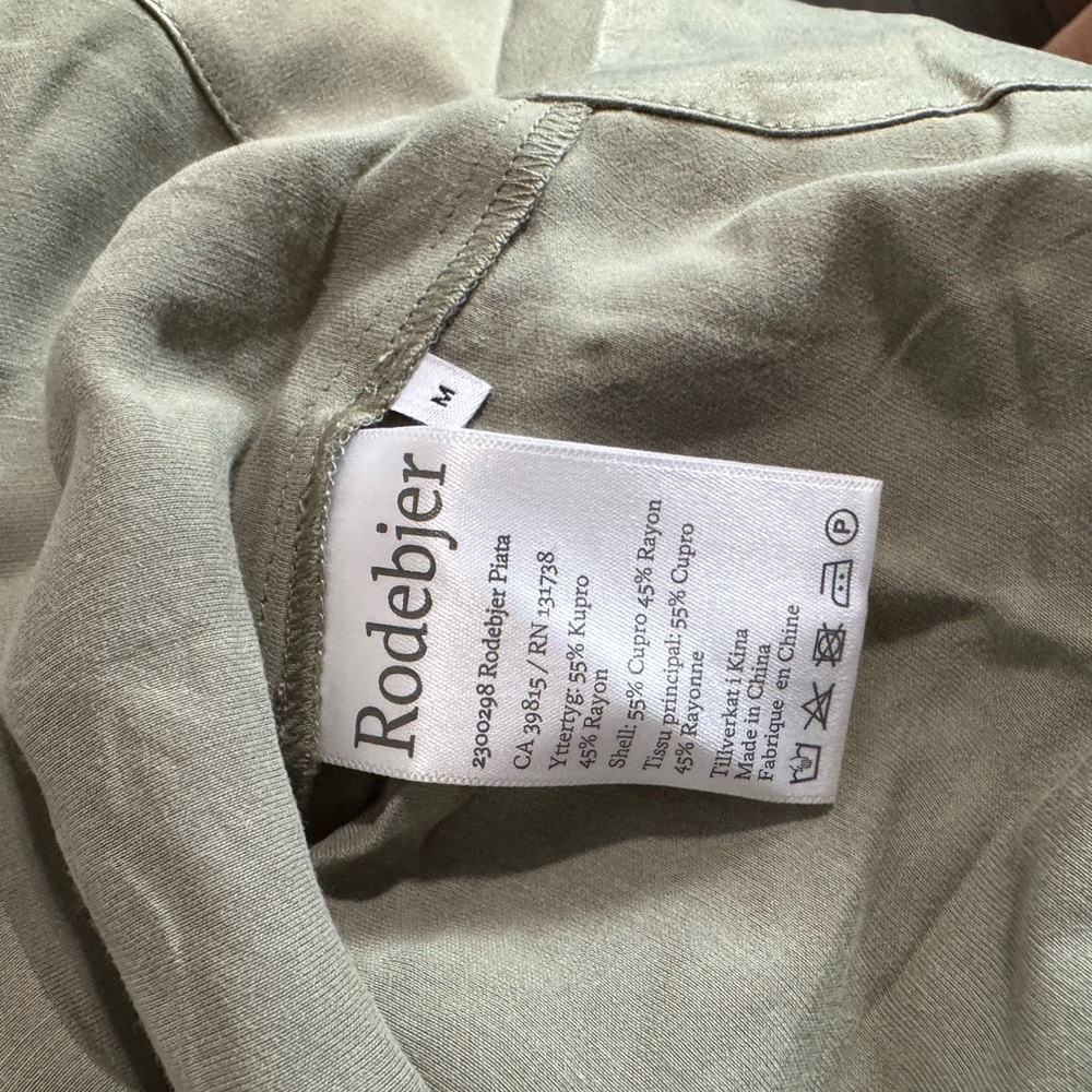 Rodebjer Olive Satin Button Down Shirt - Picture 7 of 7